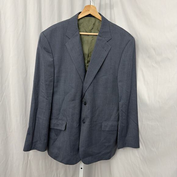 Joseph Abboud Loro Piana Blazer Mens 44 R Blue Wool Pinstripe 2 Button Jacket - Picture 1 of 9